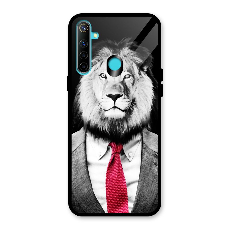 Lion with Red Tie Glass Back Case for Realme 5i