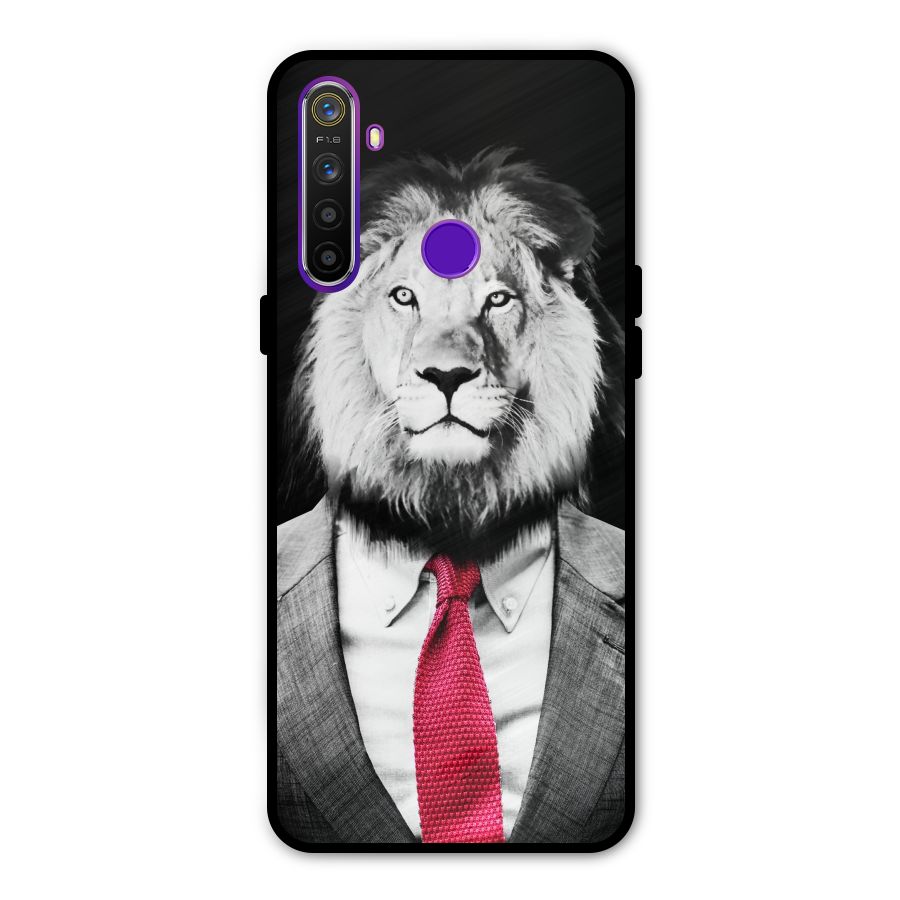 Lion with Red Tie Glass Back Case for Realme 5s