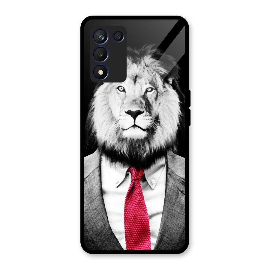 Lion with Red Tie Glass Back Case for Realme 9 5G Speed