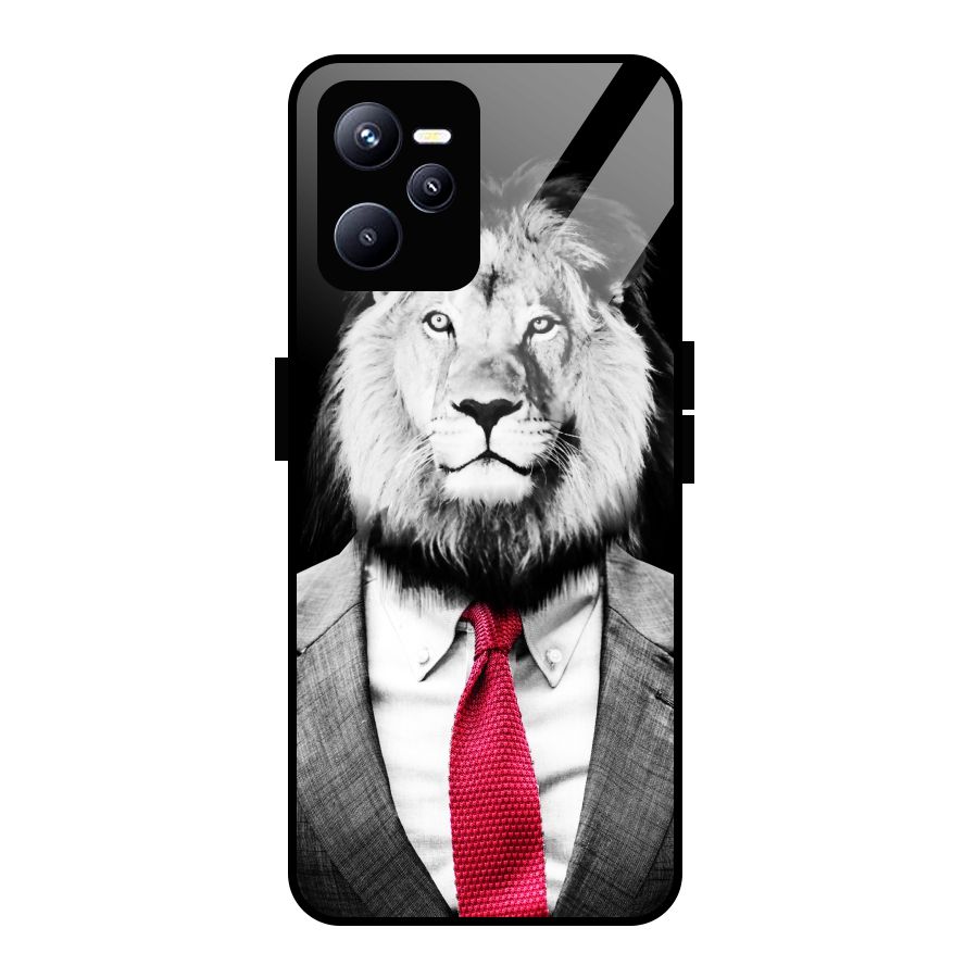 Lion with Red Tie Glass Back Case for Realme C35