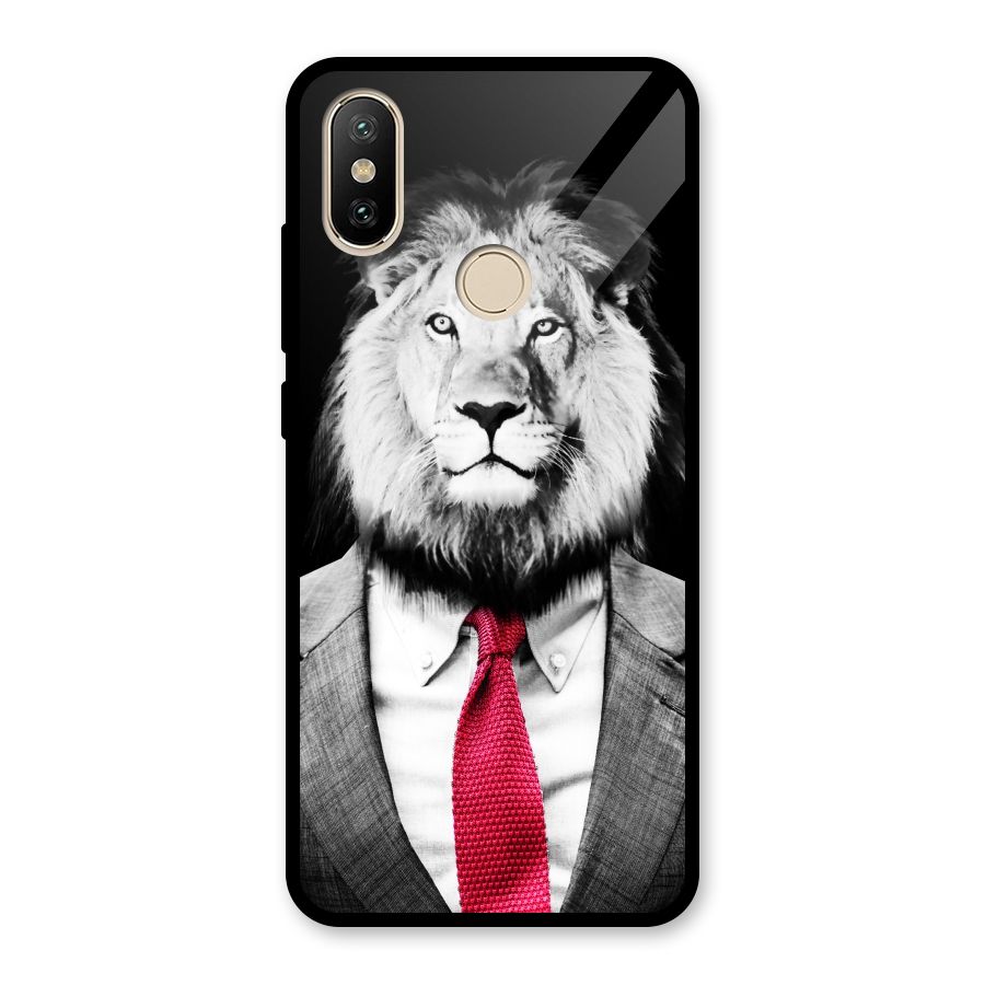 Lion with Red Tie Glass Back Case for Redmi A2