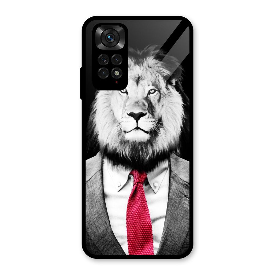 Lion with Red Tie Glass Back Case for Redmi Note 11S