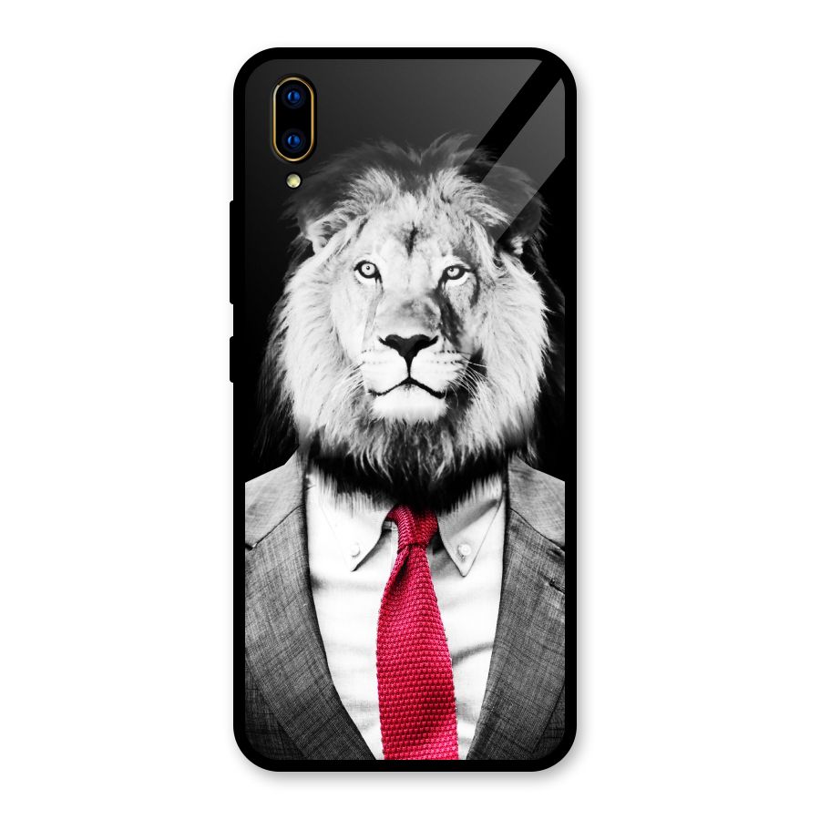 Lion with Red Tie Glass Back Case for Vivo V11 Pro