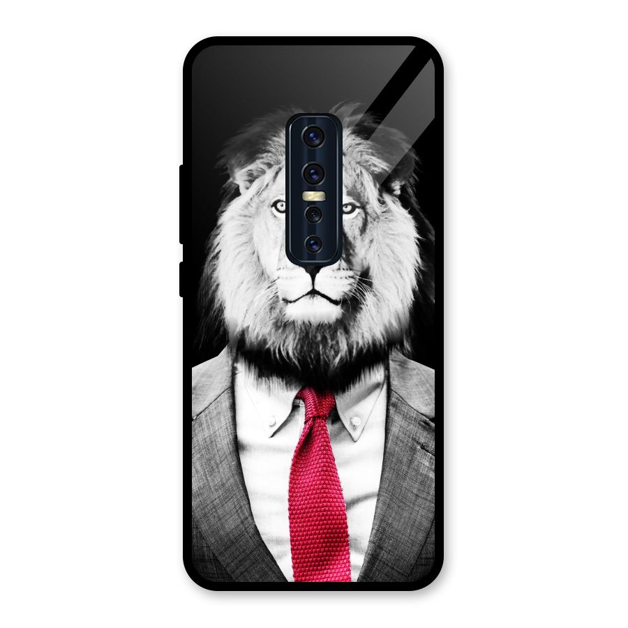 Lion with Red Tie Glass Back Case for Vivo V17 Pro