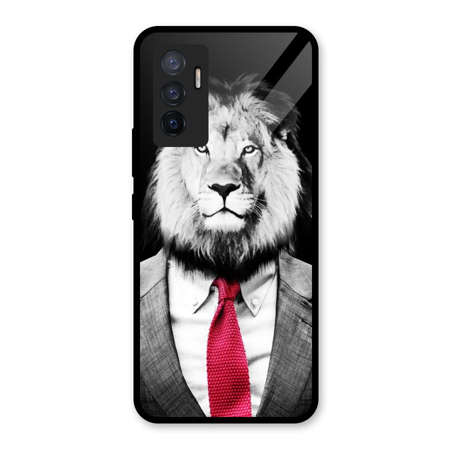 Lion with Red Tie Glass Back Case for Vivo V23e