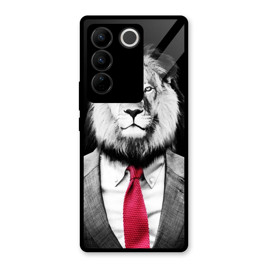 Lion with Red Tie Glass Back Case for Vivo V27