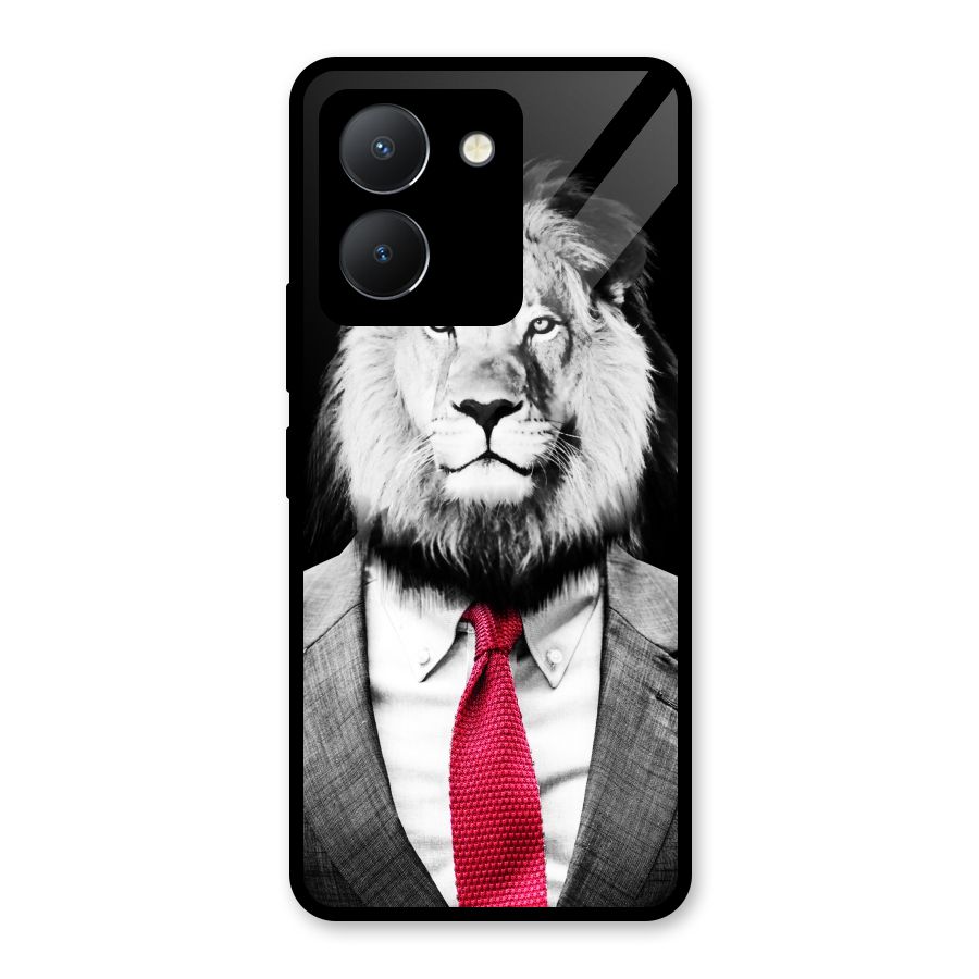 Lion with Red Tie Glass Back Case for Vivo Y36