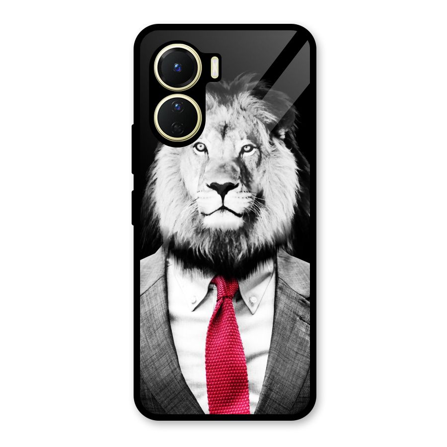 Lion with Red Tie Glass Back Case for Vivo Y56