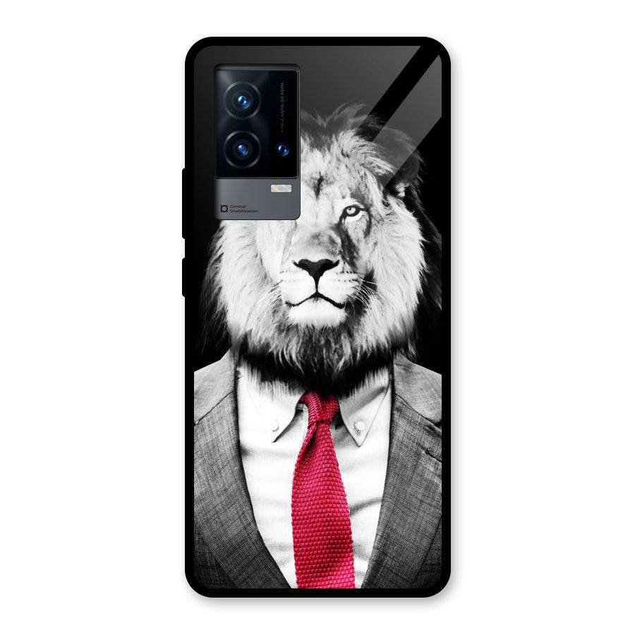Lion with Red Tie Glass Back Case for iQOO 9 5G