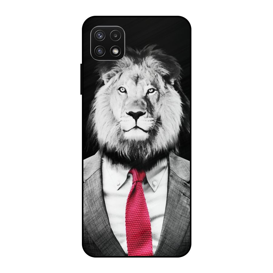 Lion with Red Tie Metal Back Case for Galaxy A22 5G