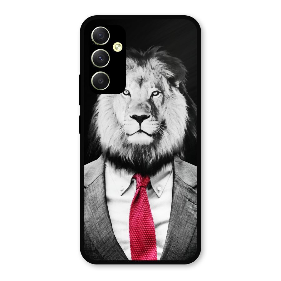Lion with Red Tie Metal Back Case for Galaxy A34