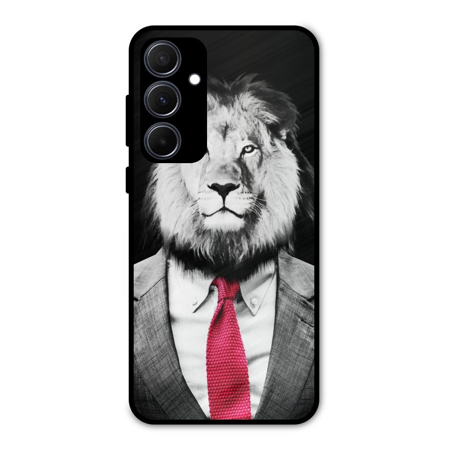 Lion with Red Tie Metal Back Case for Galaxy A35