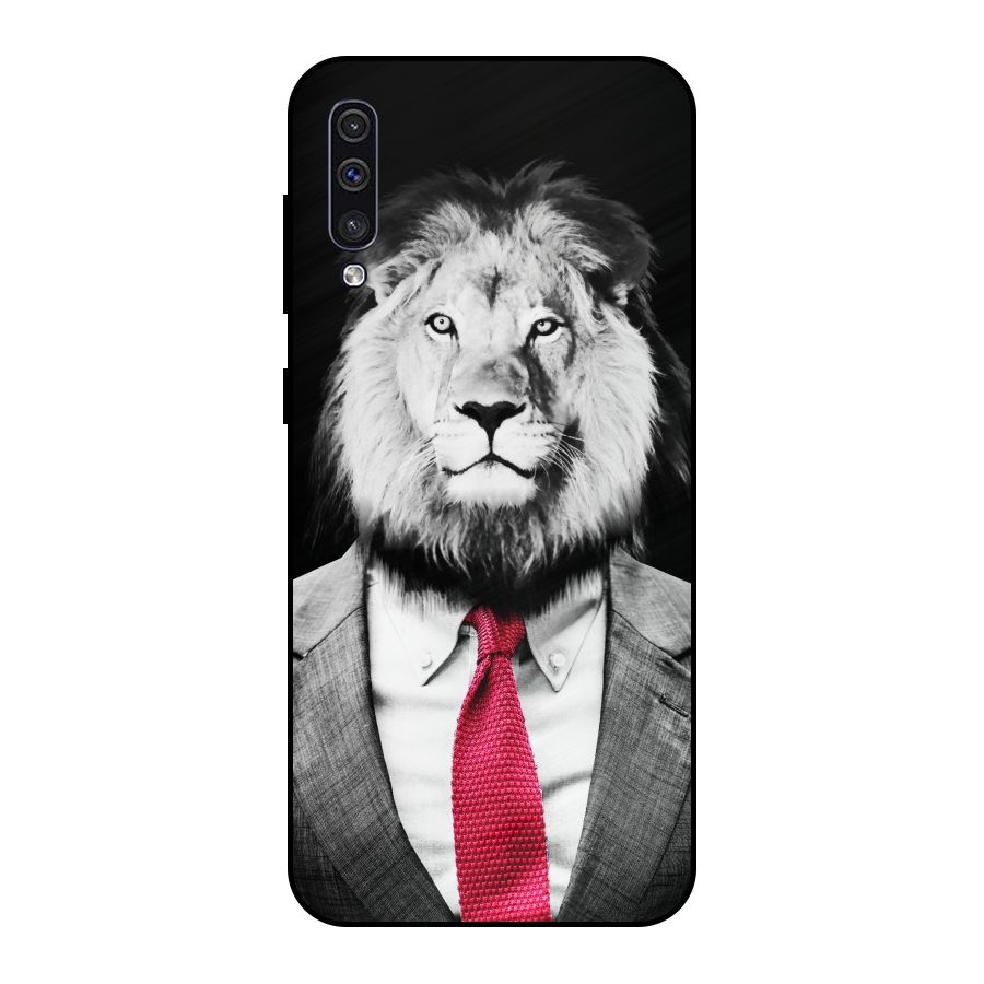 Lion with Red Tie Metal Back Case for Galaxy A50