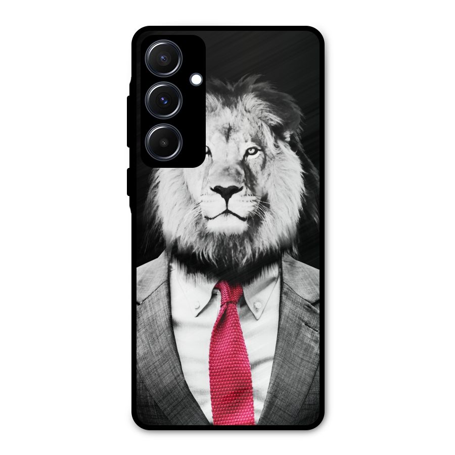 Lion with Red Tie Metal Back Case for Galaxy A55