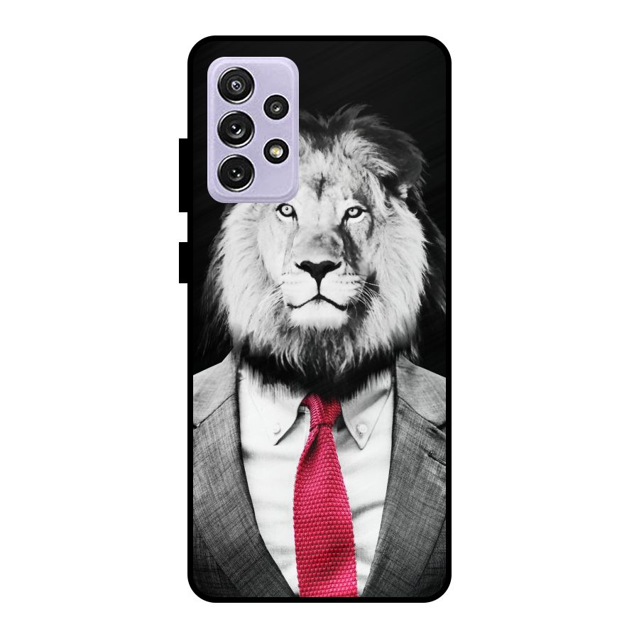 Lion with Red Tie Metal Back Case for Galaxy A72
