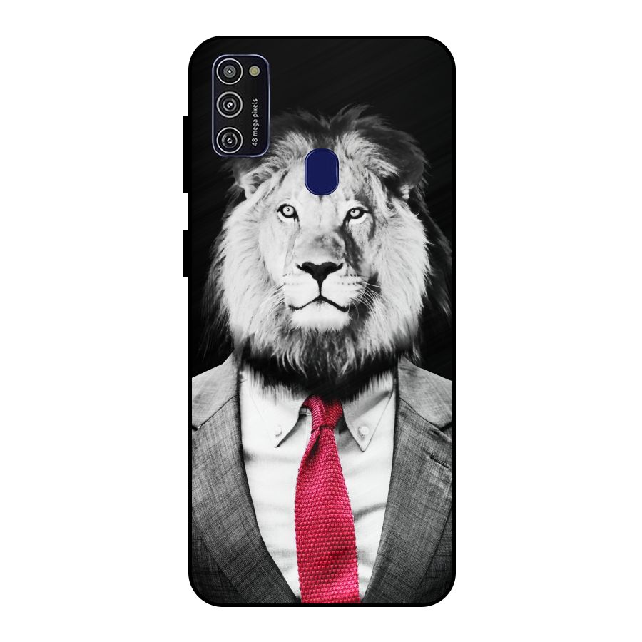 Lion with Red Tie Metal Back Case for Galaxy M21