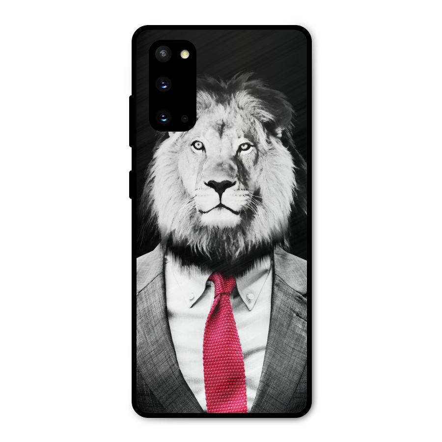 Lion with Red Tie Metal Back Case for Galaxy S20