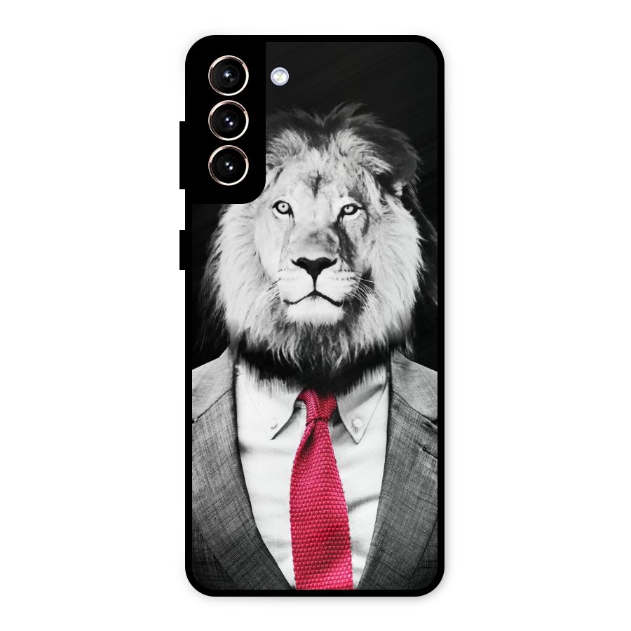 Lion with Red Tie Metal Back Case for Galaxy S21 Plus