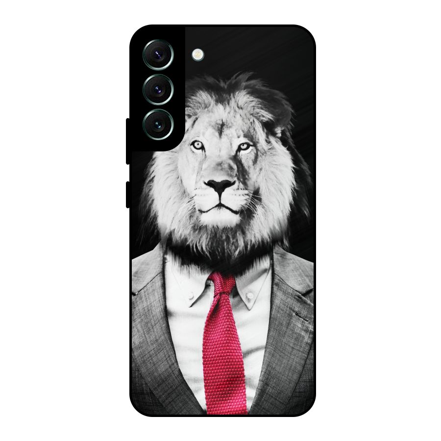 Lion with Red Tie Metal Back Case for Galaxy S22 Plus 5G