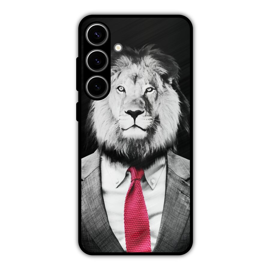 Lion with Red Tie Metal Back Case for Galaxy S24 Plus