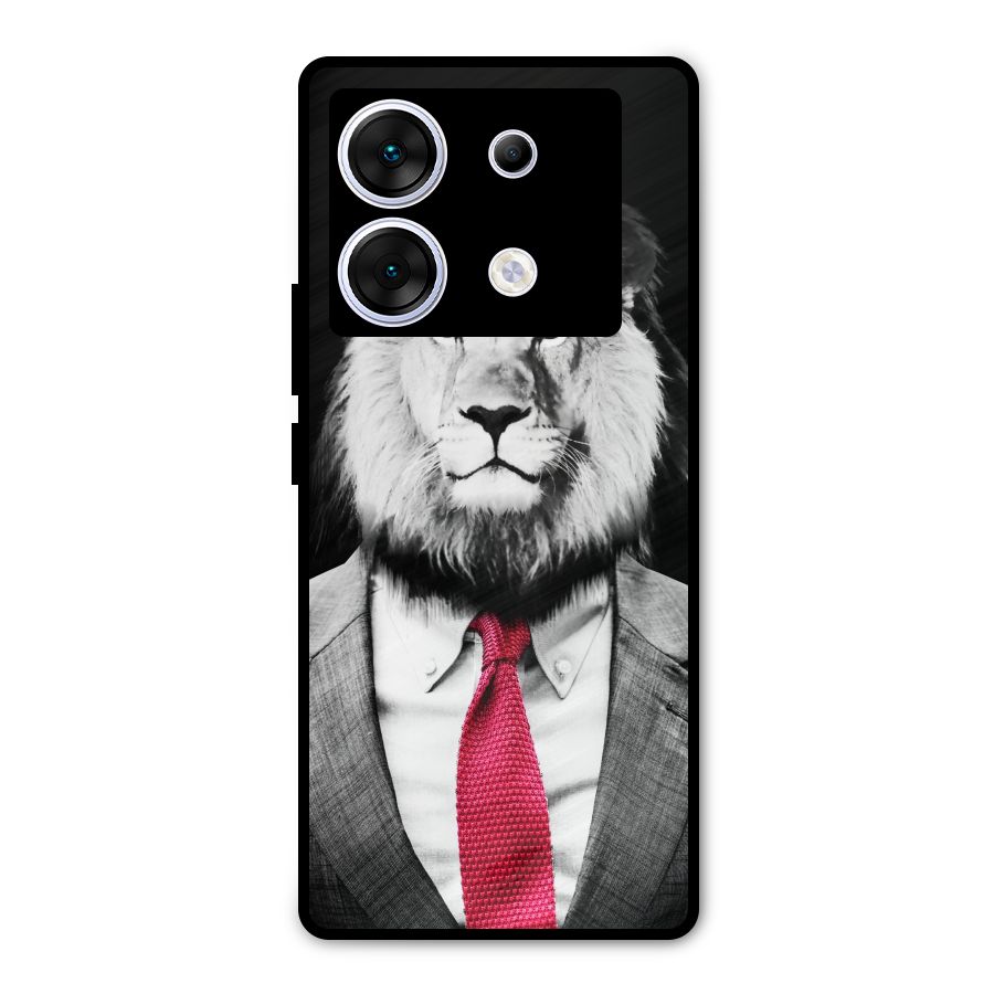 Lion with Red Tie Metal Back Case for Infinix Zero 30 5G