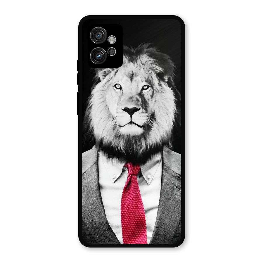 Lion with Red Tie Metal Back Case for Moto G32