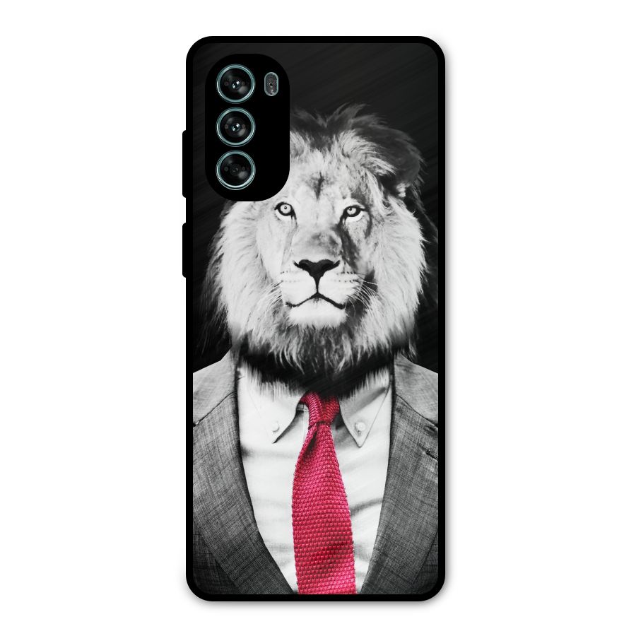 Lion with Red Tie Metal Back Case for Moto G62