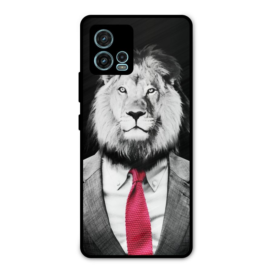 Lion with Red Tie Metal Back Case for Moto G72