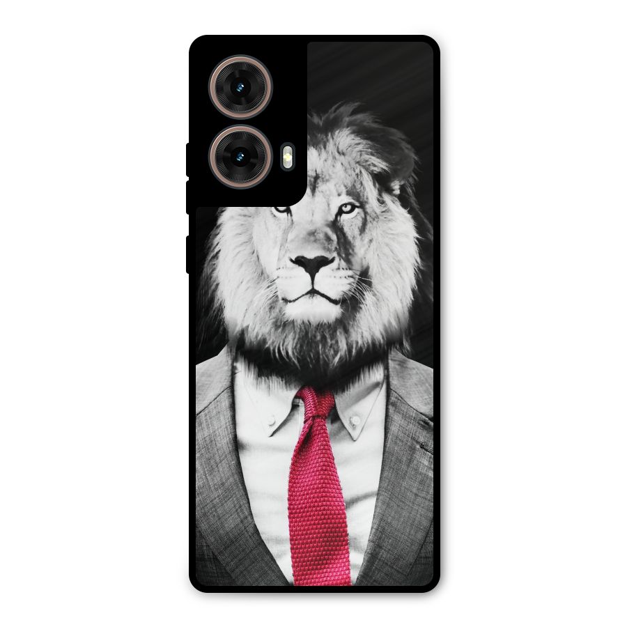 Lion with Red Tie Metal Back Case for Moto G85