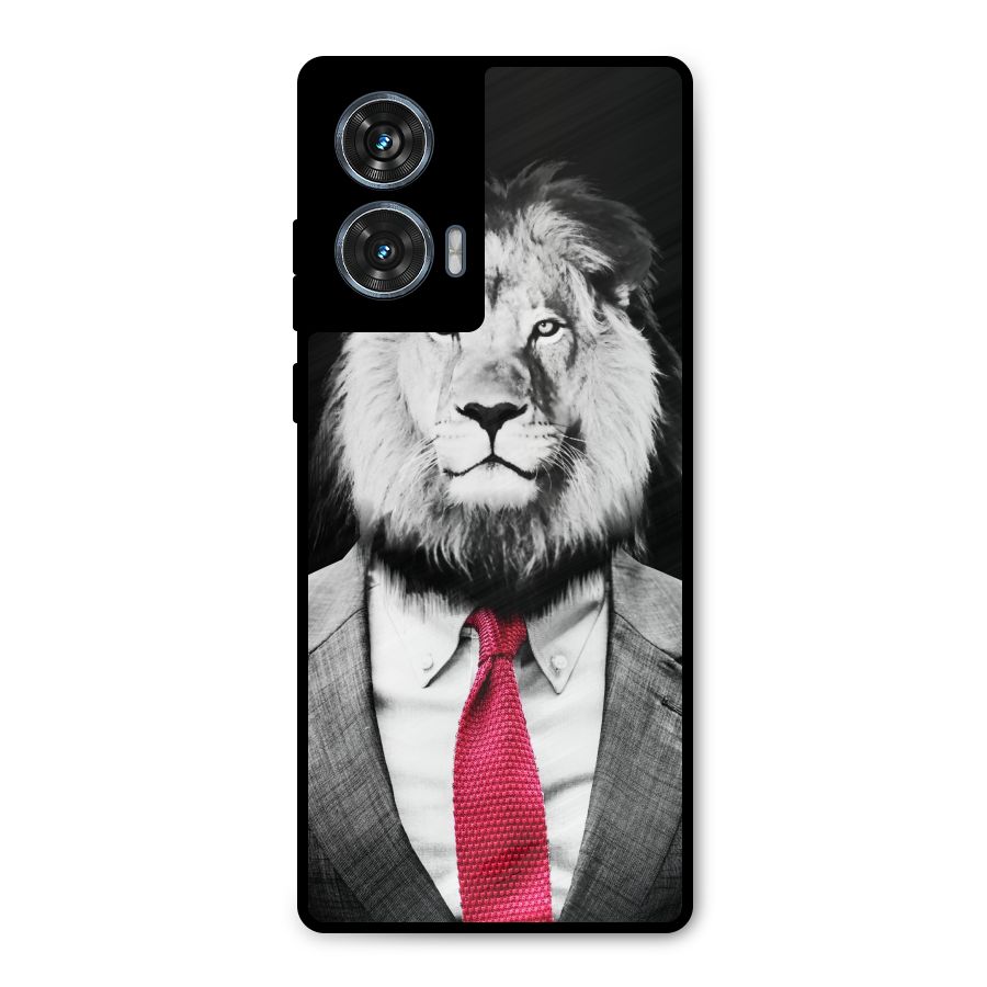Lion with Red Tie Metal Back Case for Motorola G96
