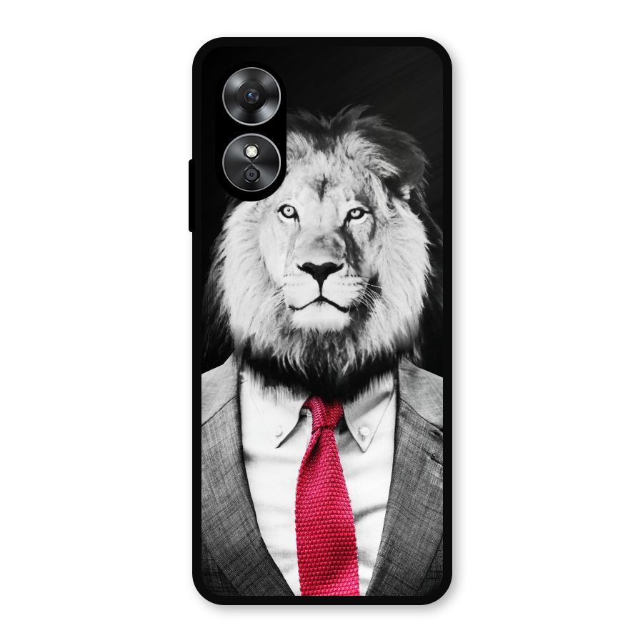 Lion with Red Tie Metal Back Case for Oppo A17