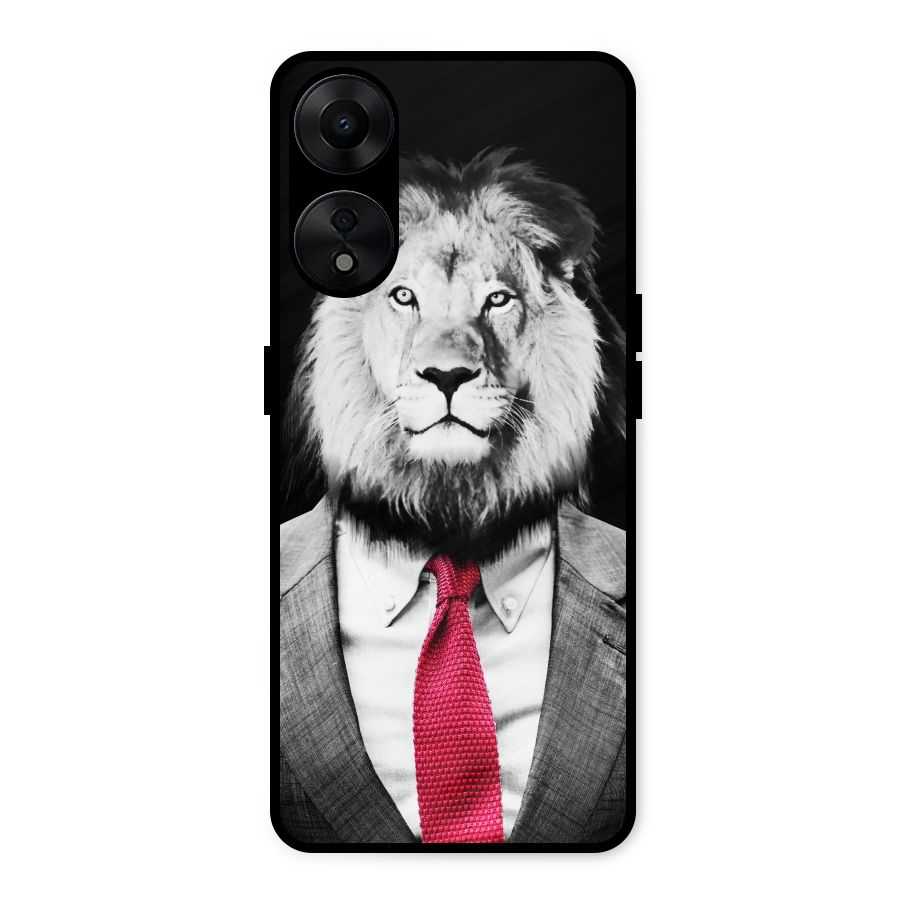 Lion with Red Tie Metal Back Case for Oppo A78 5G