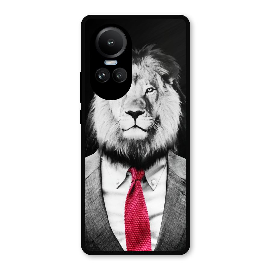 Lion with Red Tie Metal Back Case for Oppo Reno10 Pro