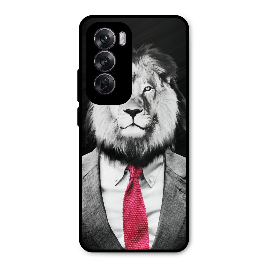 Lion with Red Tie Metal Back Case for Oppo Reno12 Pro