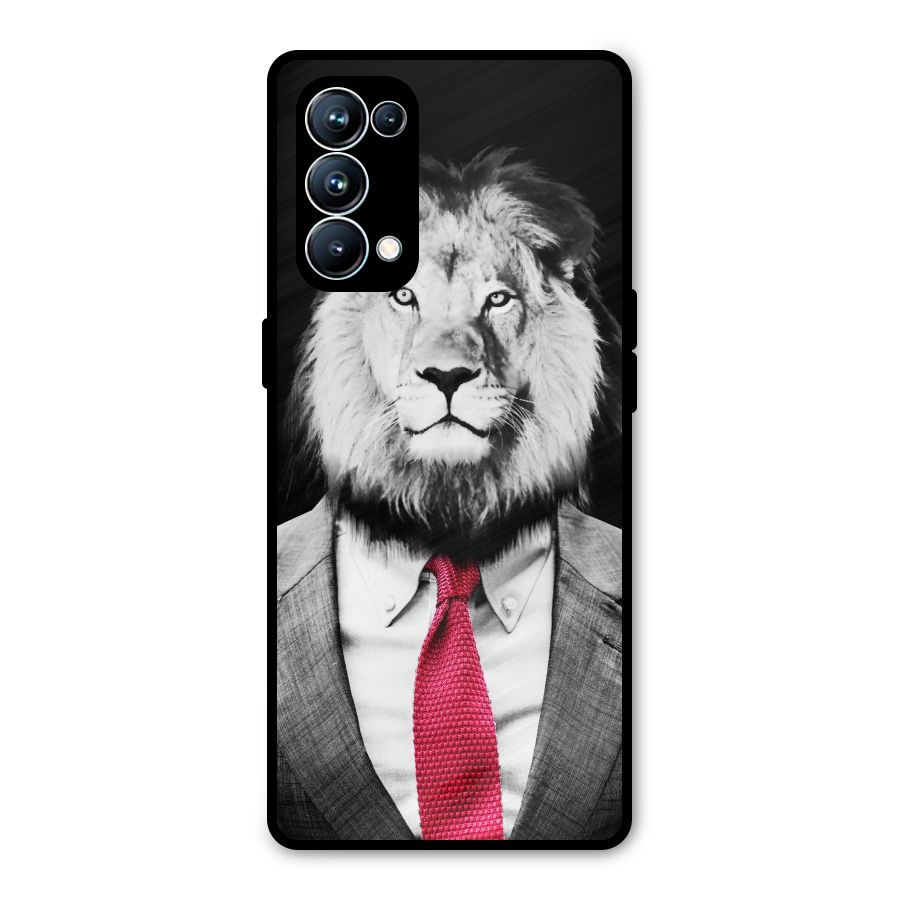 Lion with Red Tie Metal Back Case for Oppo Reno5 Pro 5G