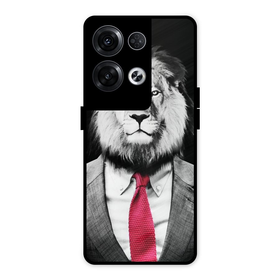 Lion with Red Tie Metal Back Case for Oppo Reno8 Pro 5G