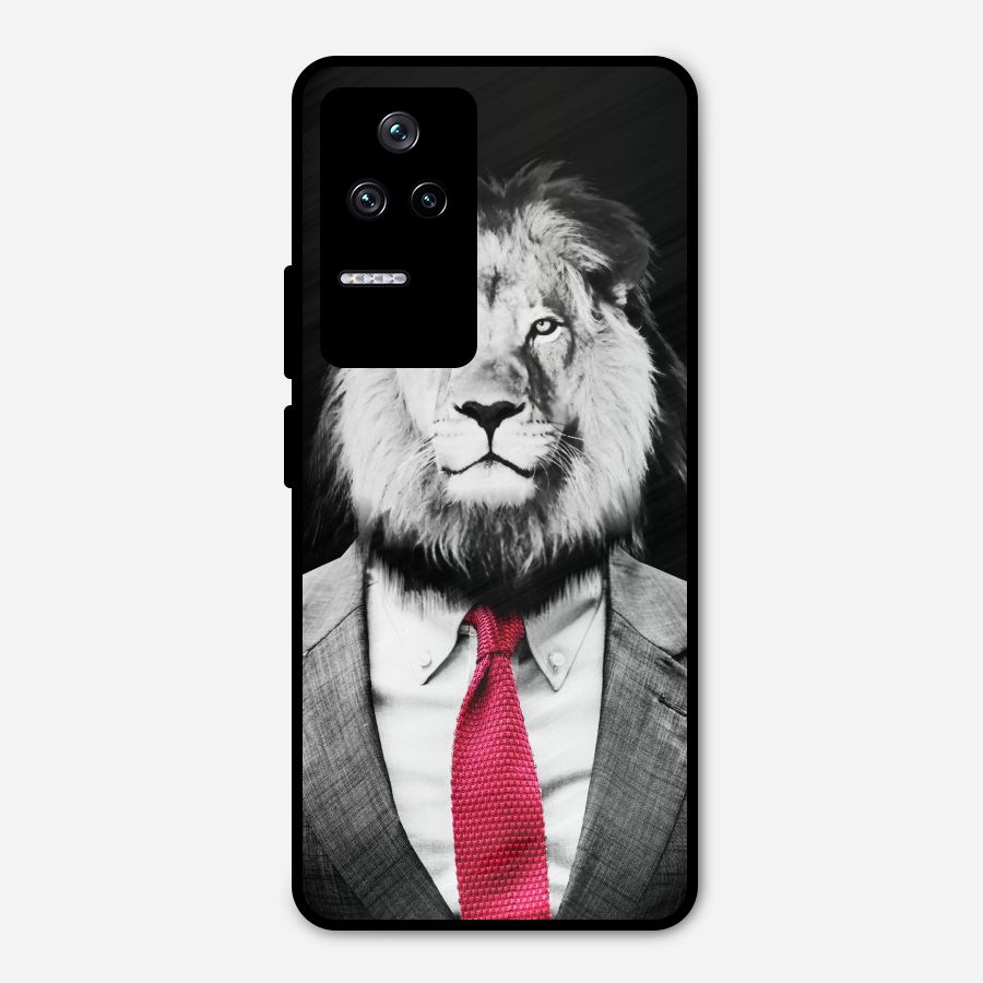 Lion with Red Tie Metal Back Case for Poco F4 5G