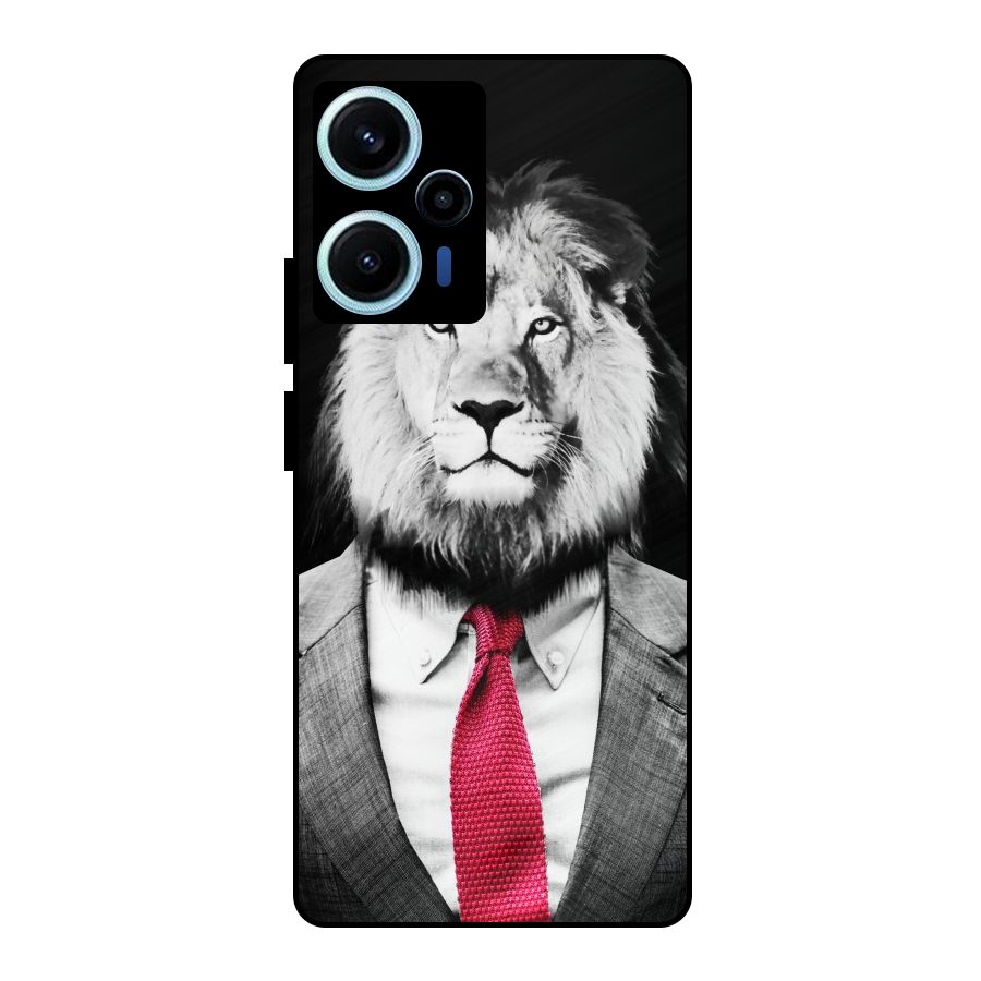 Lion with Red Tie Metal Back Case for Poco F5