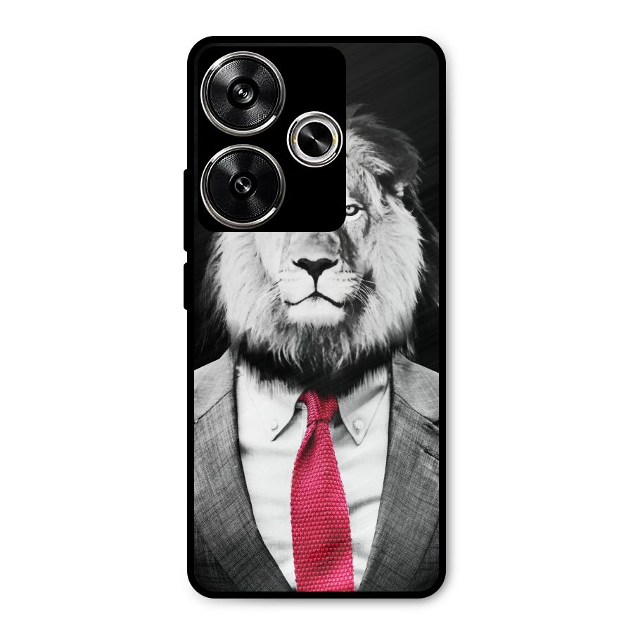 Lion with Red Tie Metal Back Case for Poco F6