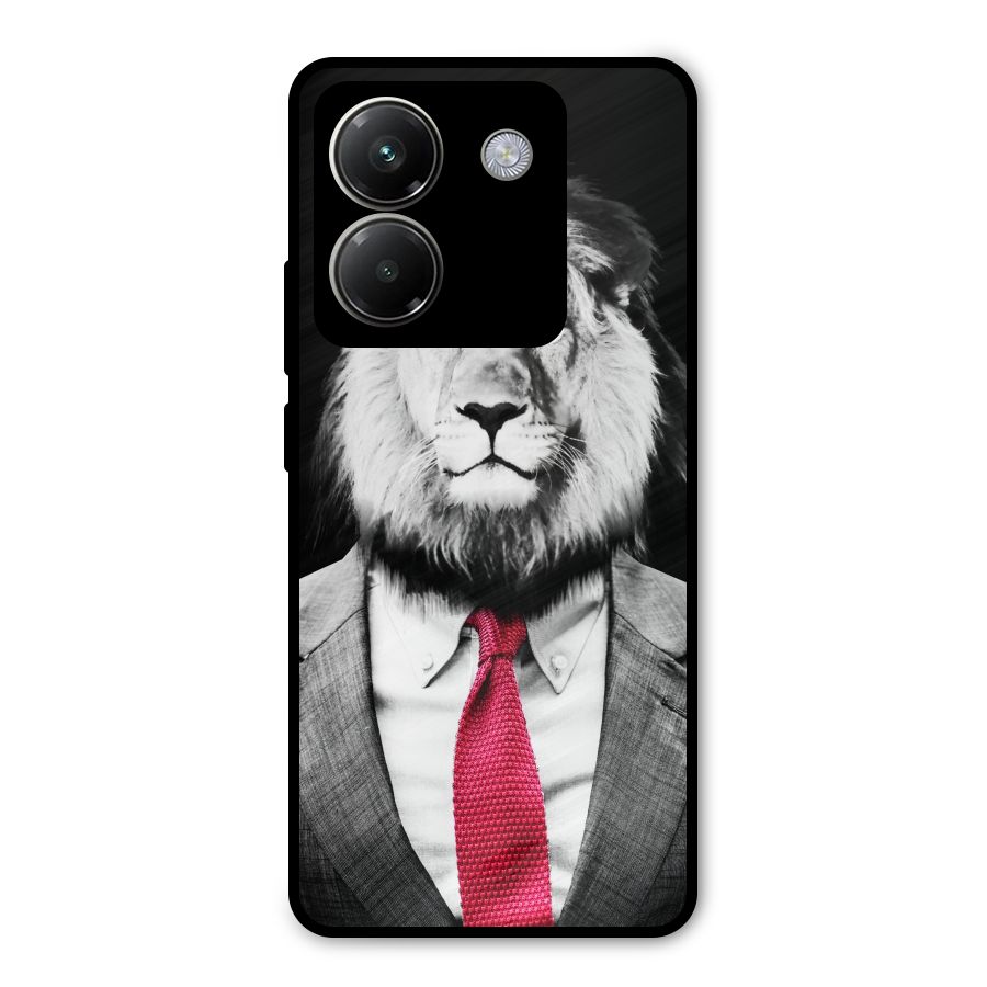 Lion with Red Tie Metal Back Case for Poco M7 Pro 5G