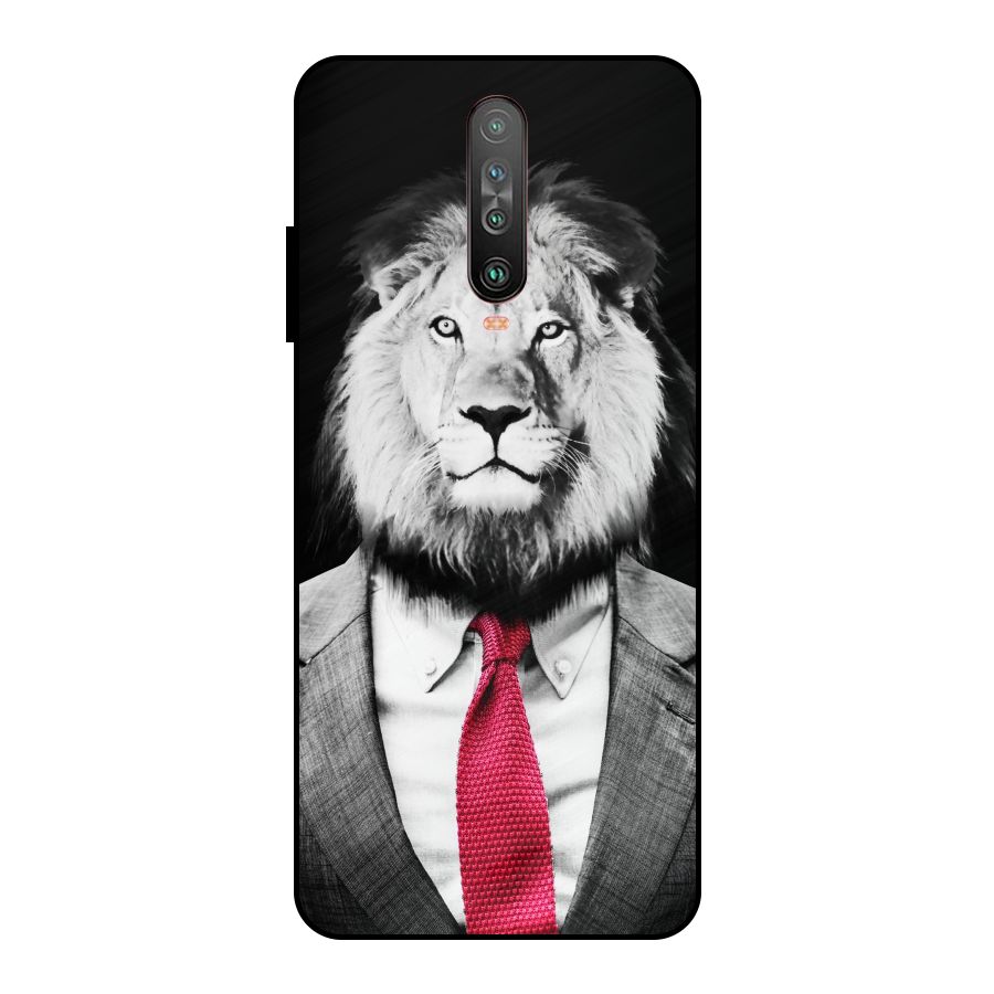 Lion with Red Tie Metal Back Case for Poco X2