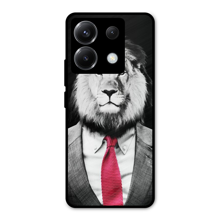 Lion with Red Tie Metal Back Case for Poco X6