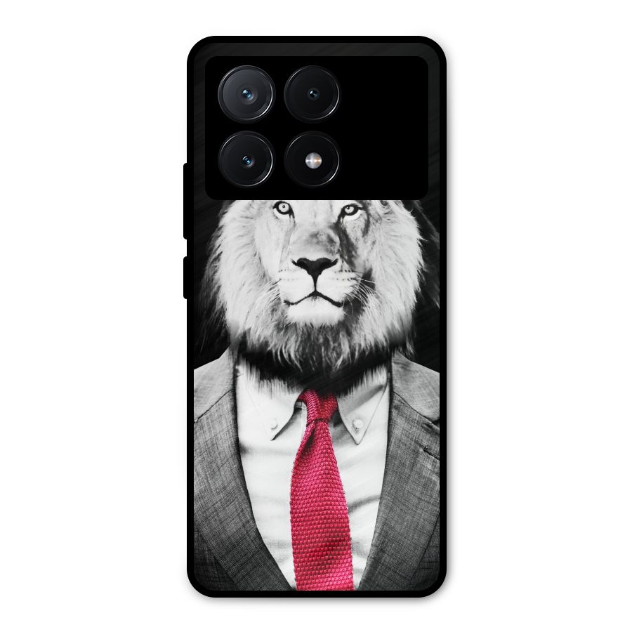 Lion with Red Tie Metal Back Case for Poco X6 Pro