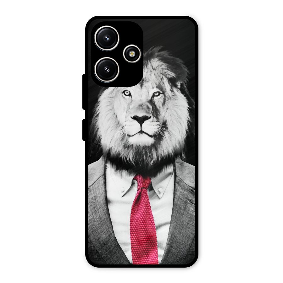 Lion with Red Tie Metal Back Case for Redmi 12 5G