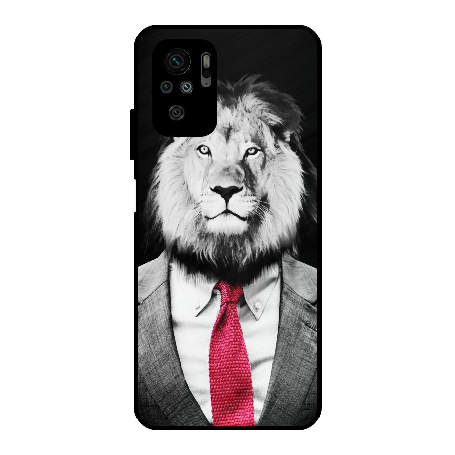 Lion with Red Tie Metal Back Case for Redmi Note 10S