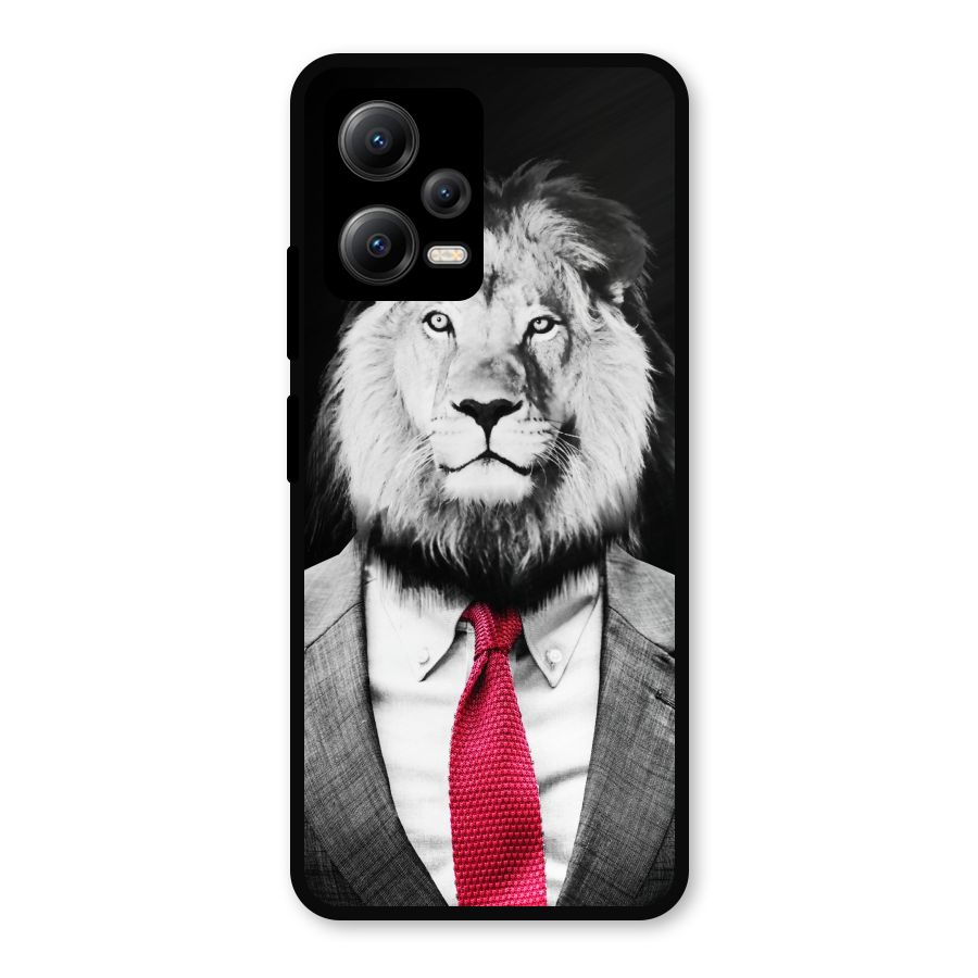 Lion with Red Tie Metal Back Case for Redmi Note 12 5G