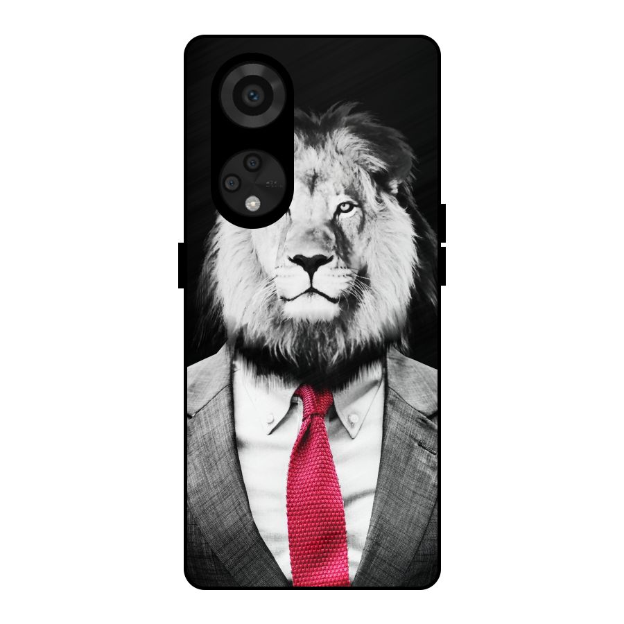 Lion with Red Tie Metal Back Case for Reno8 T 5G