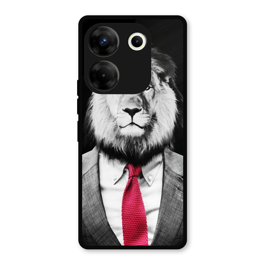 Lion with Red Tie Metal Back Case for Tecno Camon 20 Pro