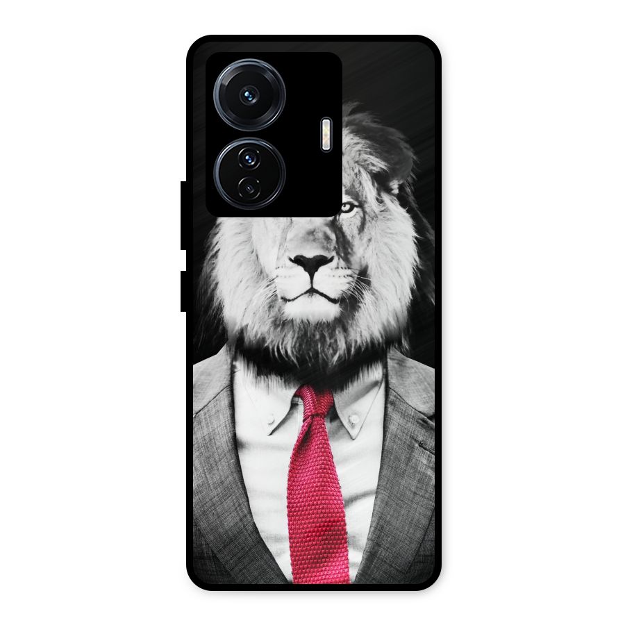 Lion with Red Tie Metal Back Case for Vivo T1 Pro