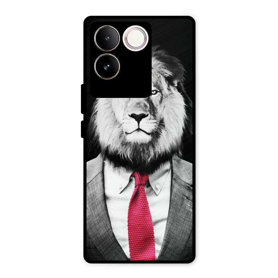 Lion with Red Tie Metal Back Case for Vivo T2 Pro